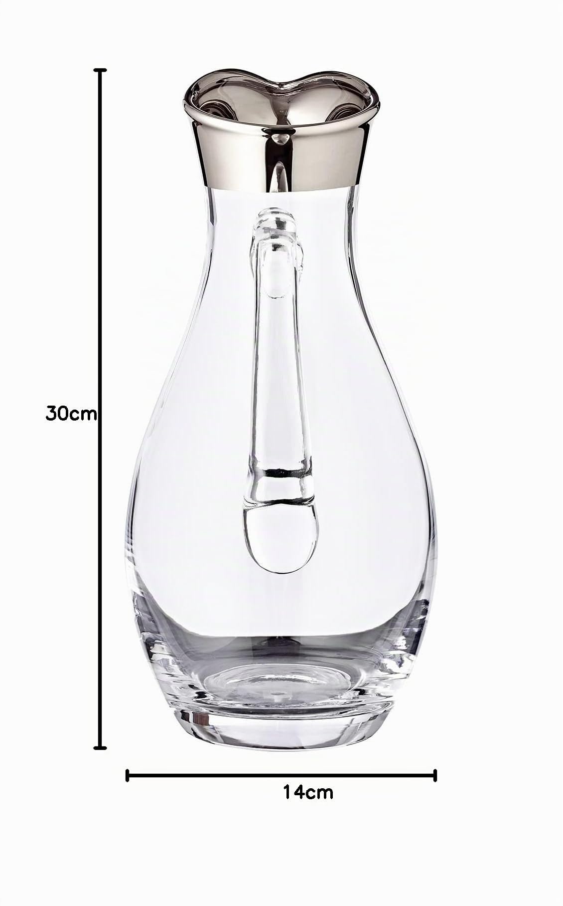 EDZARD Jarra Johnny, vidrio soplado con borde de platino, altura 30 cm, capacidad 1,8 litro, cántaro, jug, carafe, garaffa, decanter, jarron, para agua, zumo, té helado, vino