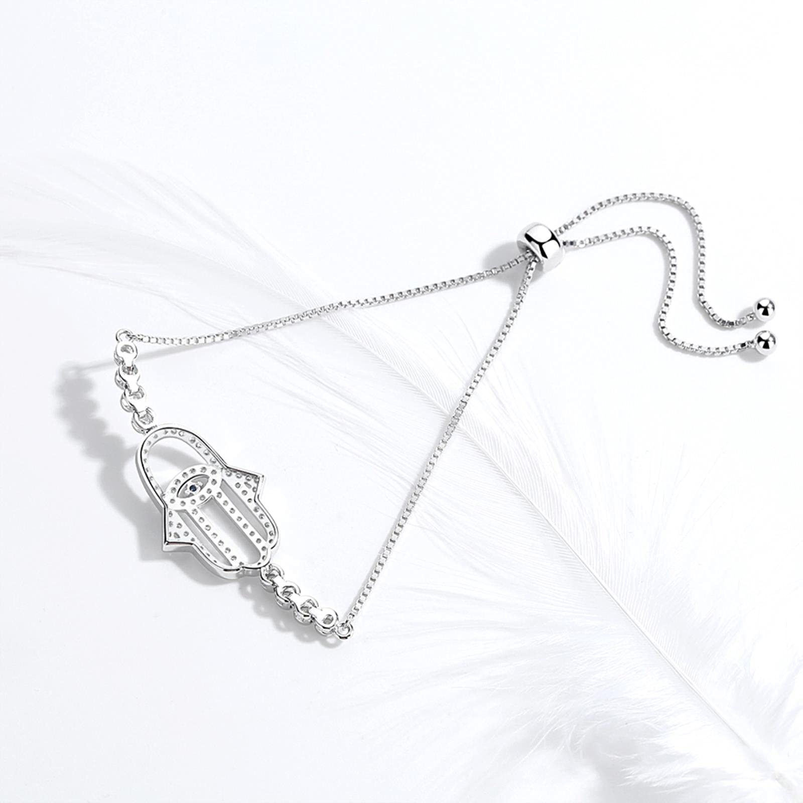Pulsera De Plata De Ley 925 con Mal De Ojo, Pulseras con Dijes De Mano De Fátima De Hamsa para Mujeres, Regalos para Hombres, Joyería Turca