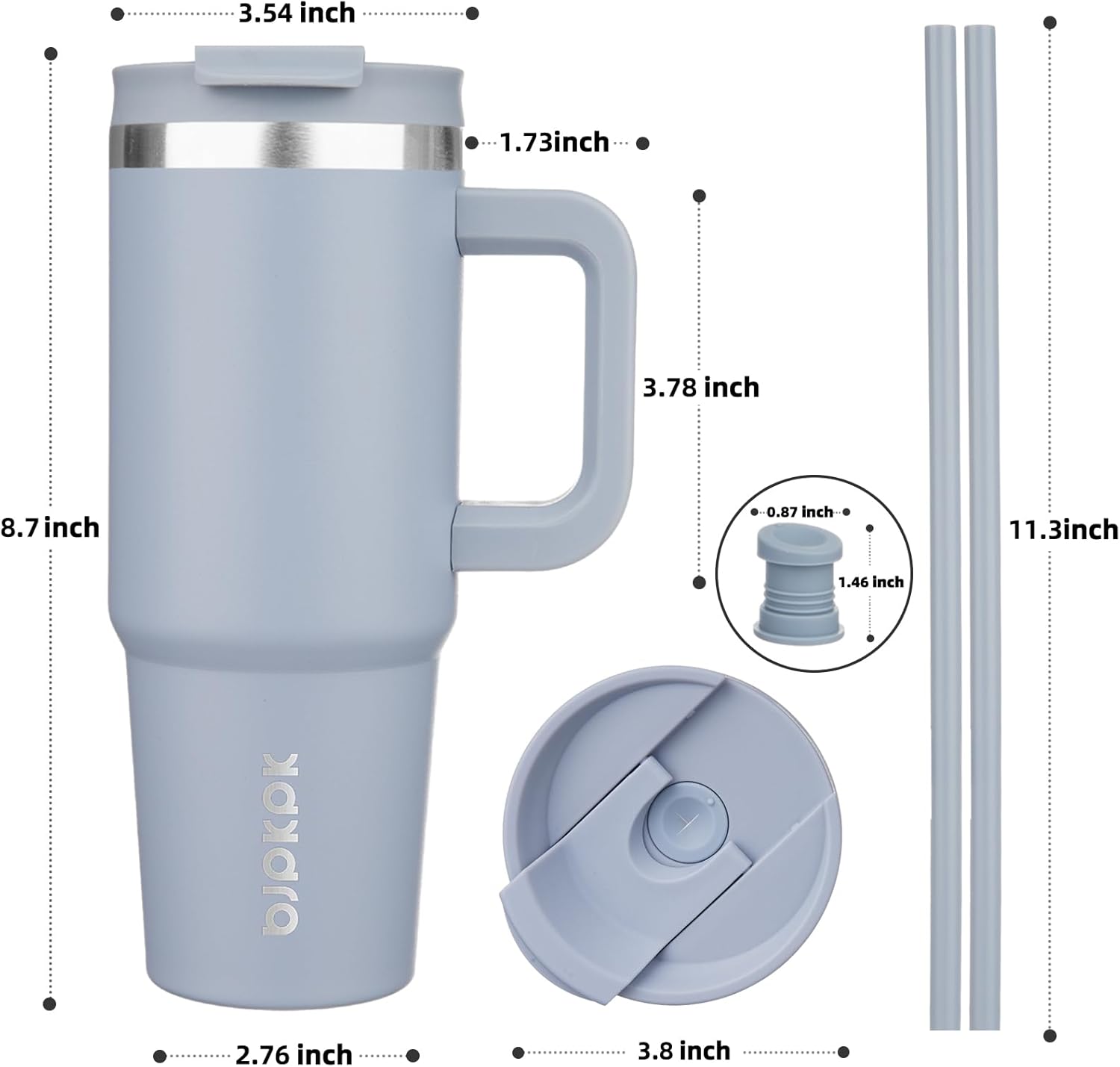 BJPKPK Tumbler With Handle 30 oz Stainless Steel Insulated Tumbler With Lid And Straw For Water Or Ice Coffee,Modern Blue - Image 3