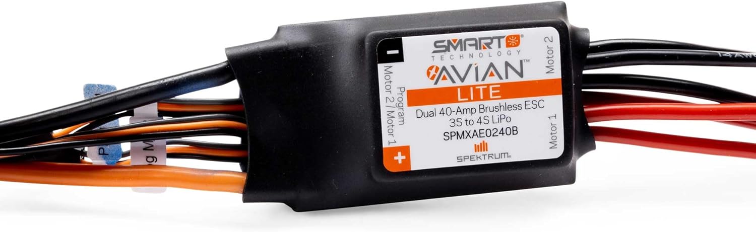 Spektrum SMART Avian 40-Amp Dual Smart Lite BL ESC; 3S-4S IC3, SPMXAE0240B