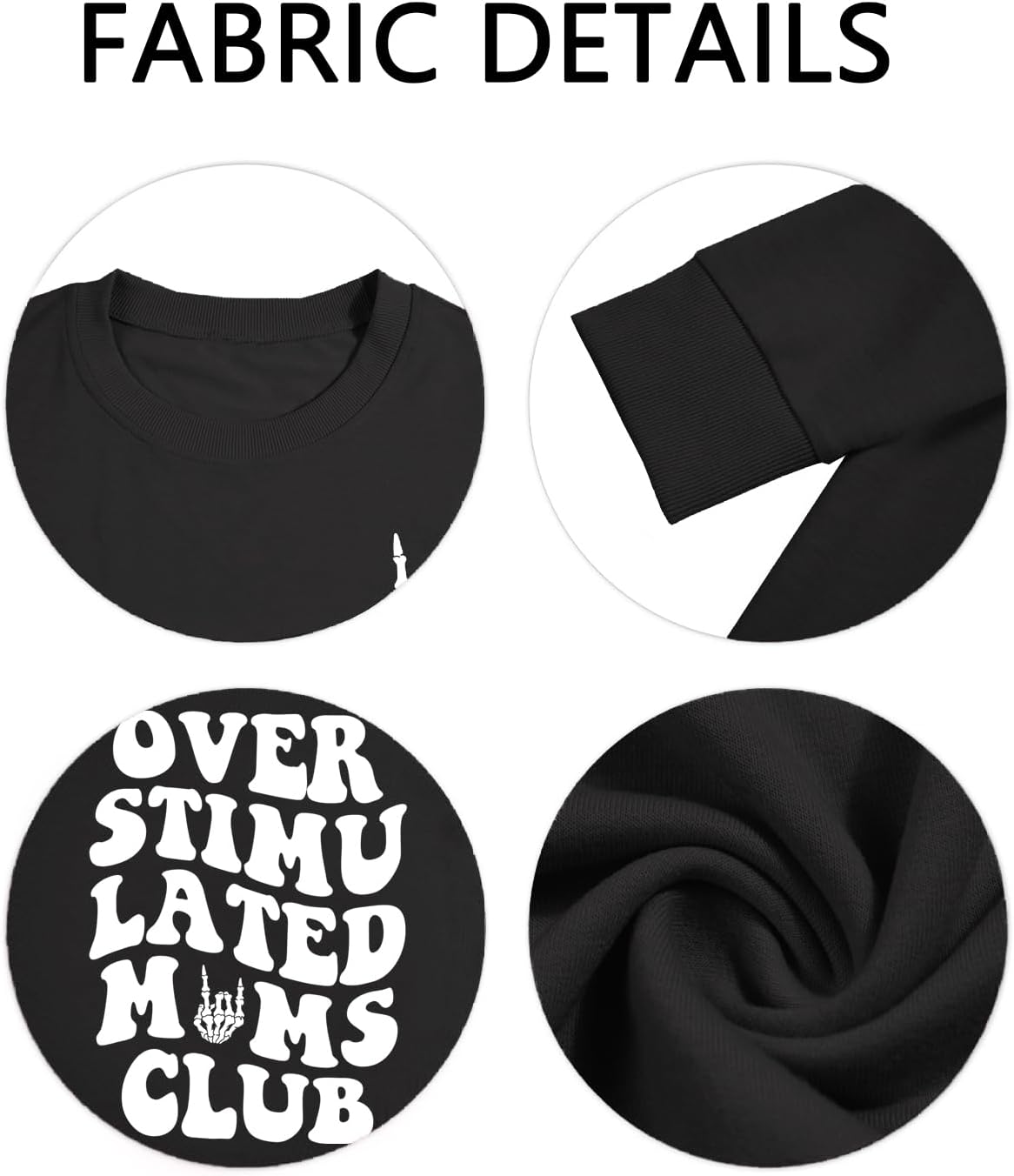 Mama Sweatshirt Overstimulated Moms Club Bruh Graphic Pullover for Women Vintage Long Sleeve top - Image 5