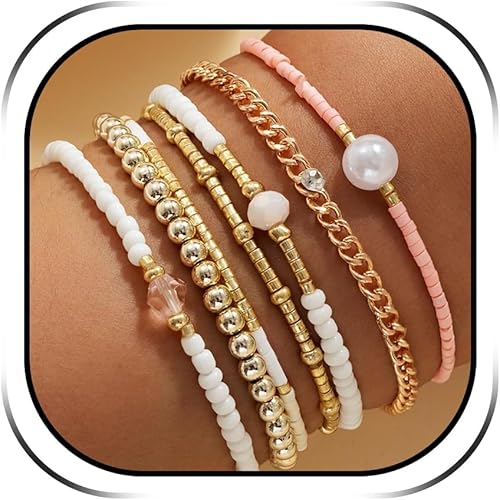 HUASAI Beaded Cross Bracelets Stack Christian Bracelets for Women Adjustable Bra