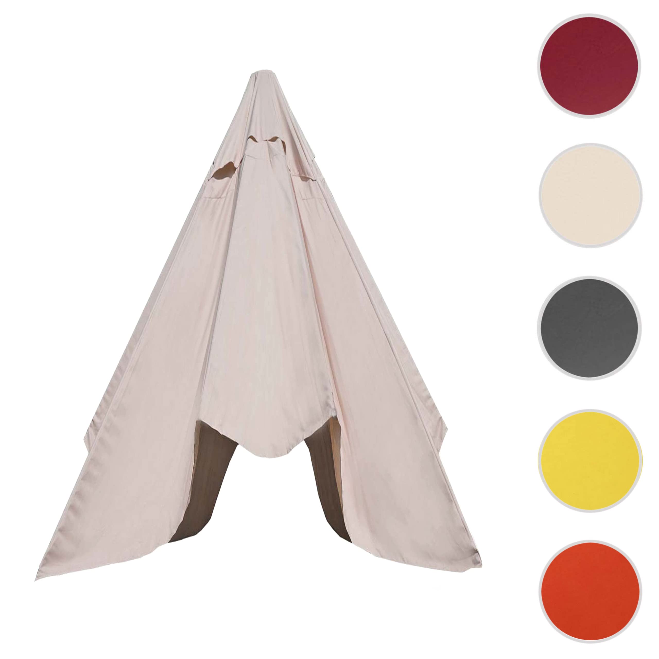 Mendler Ersatz-Bezug für Sonnenschirm Florida, Sonnenschirmbezug Ersatzbezug, Ø 3,5m Polyester 8 Streben - Creme-weiß