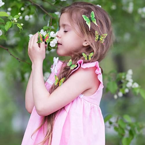 Miniatura 3 de Bartosi Pinzas para el cabello, pasadores de mariposa verde, pasadores de moda, lindos pasadores decorativos para el cabello, accesorios para el