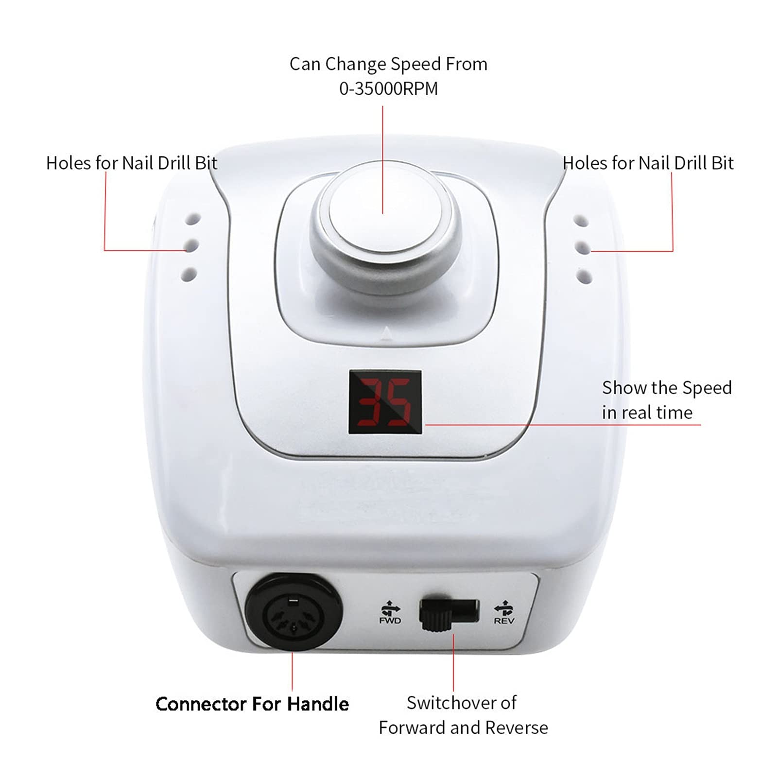 Trapano per Unghie 32W 35000 RPM Trapano per Unghie Elettrico Attrezzatura per Unghie Macchine per Manicure Pedicure Acrilici Fresatura Set di Macchine per Trapano per Unghie Forniture per U
