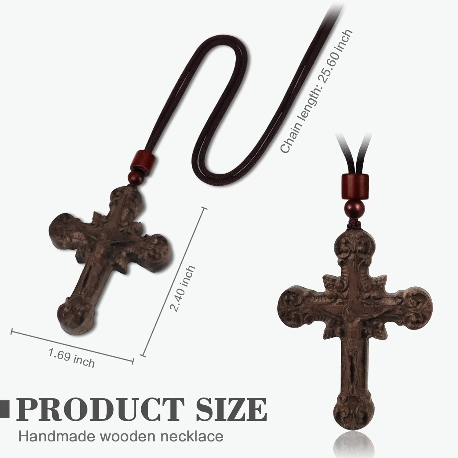 Cross Necklace for Men,Handmade Wood Cross Necklace, Cross for Car Mirror,Gift for Him-Adjustable Length Cross Necklace,Wooden Cross Necklace-More Comfortable - Image 6