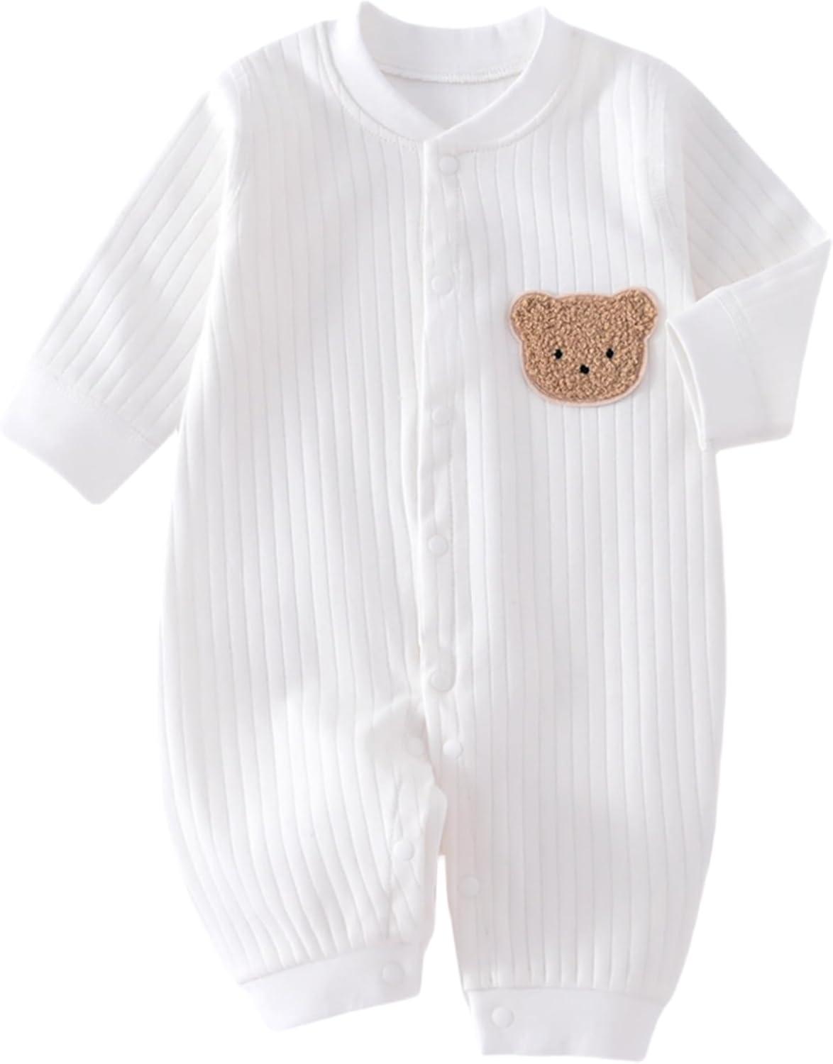Baby Jumpsuit Long Sleeve Romper – Easy Diaper Change | Ribbed Cuffs | 100% Cotton Baby Clothes for Boys Girls
