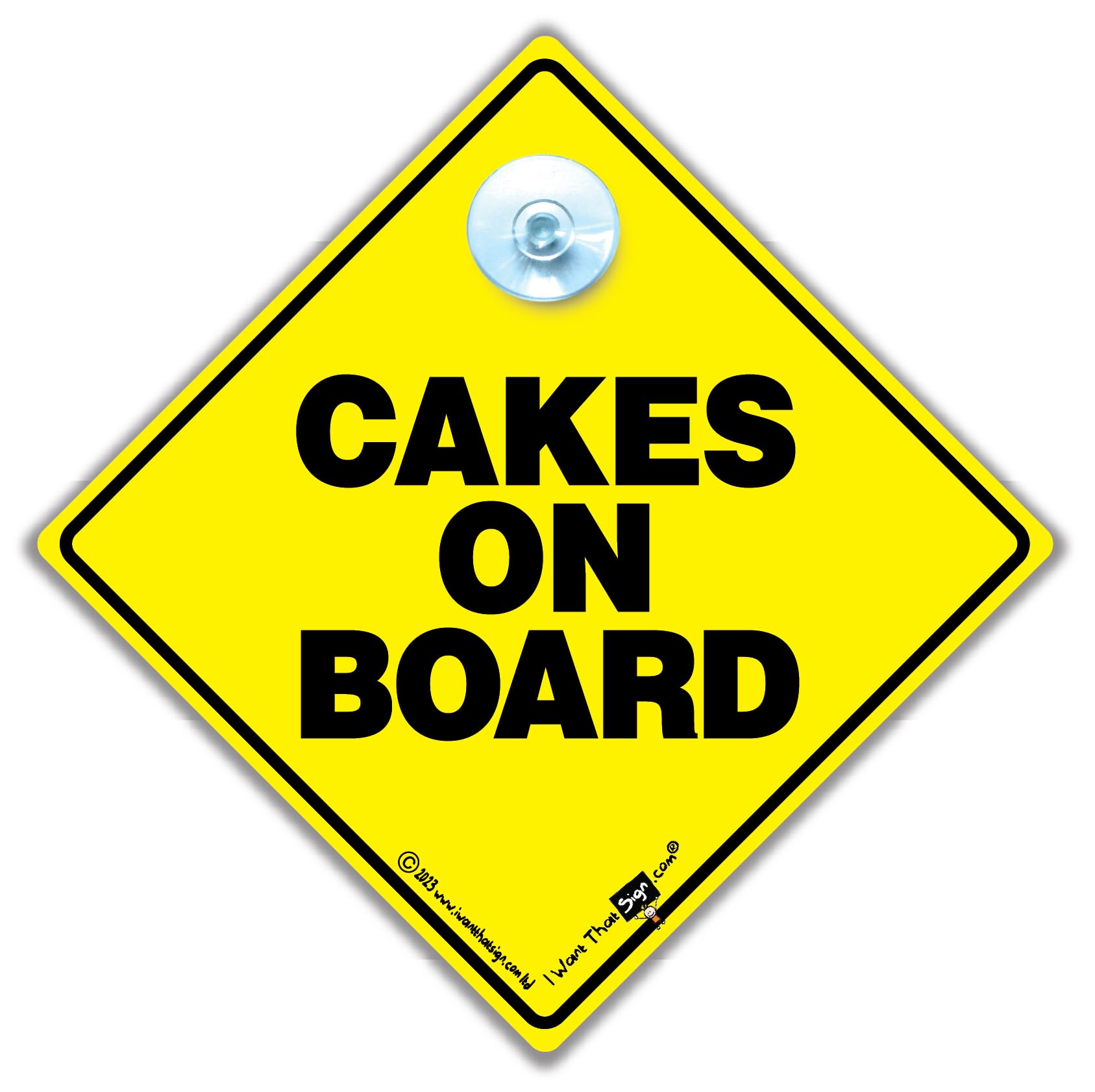 Cake On Board Auto Schild - Gelb-schwarzes Warnschild 14x14cm Mit Saugnapf