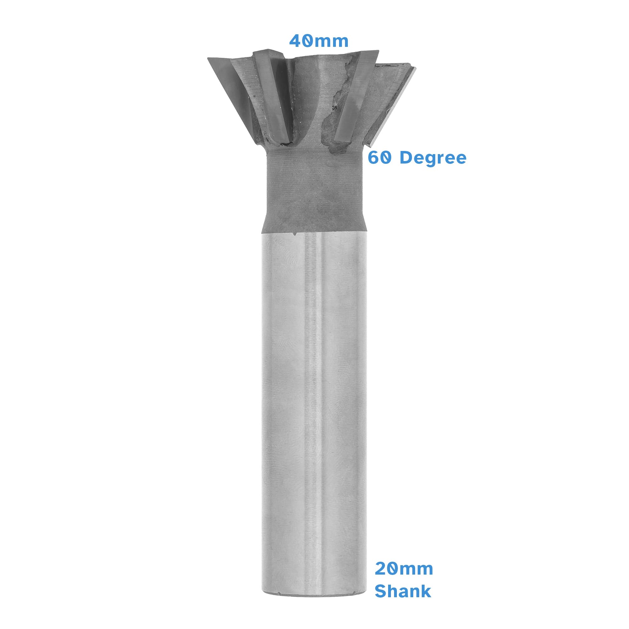 HALLMERS 40mm 60 Degree Carbide Tipped Dovetail Milling Cutter – 20mm Shank, 4 Flutes - Woodworking Joinery Groove Router Bit