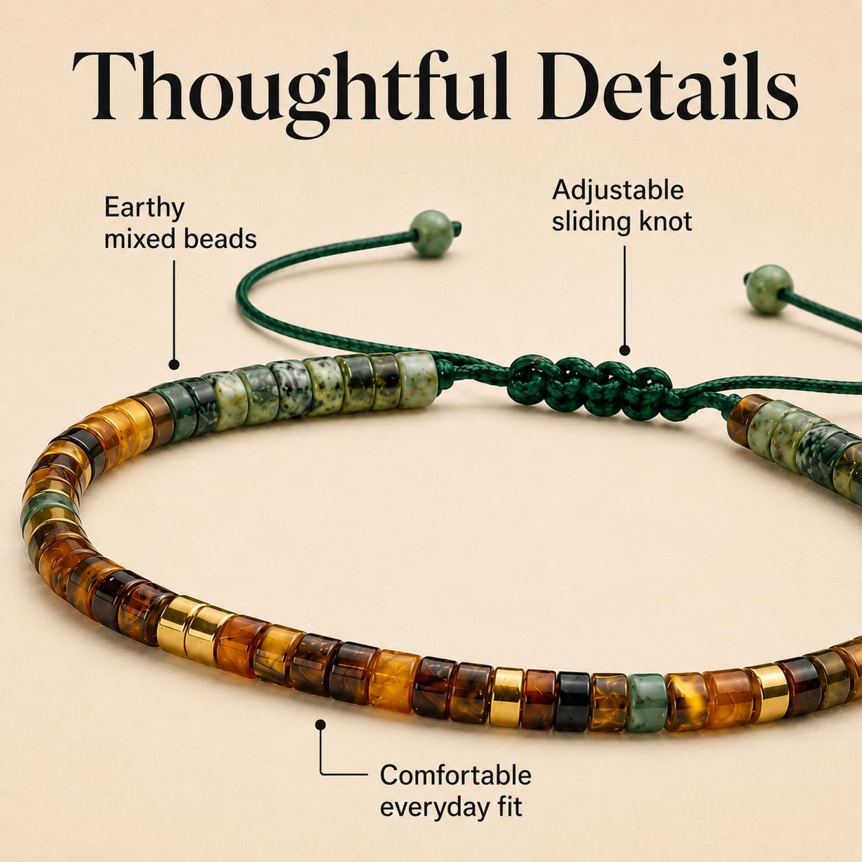 LIU JUN 'Best Bitches Forever' Morse Code Motivational Bracelet For Women, Adjustable BFF Natural Tiger Eye Turquoise Beaded Bracelets With Hidden Message Inspirational Friendship Jewelry Gift