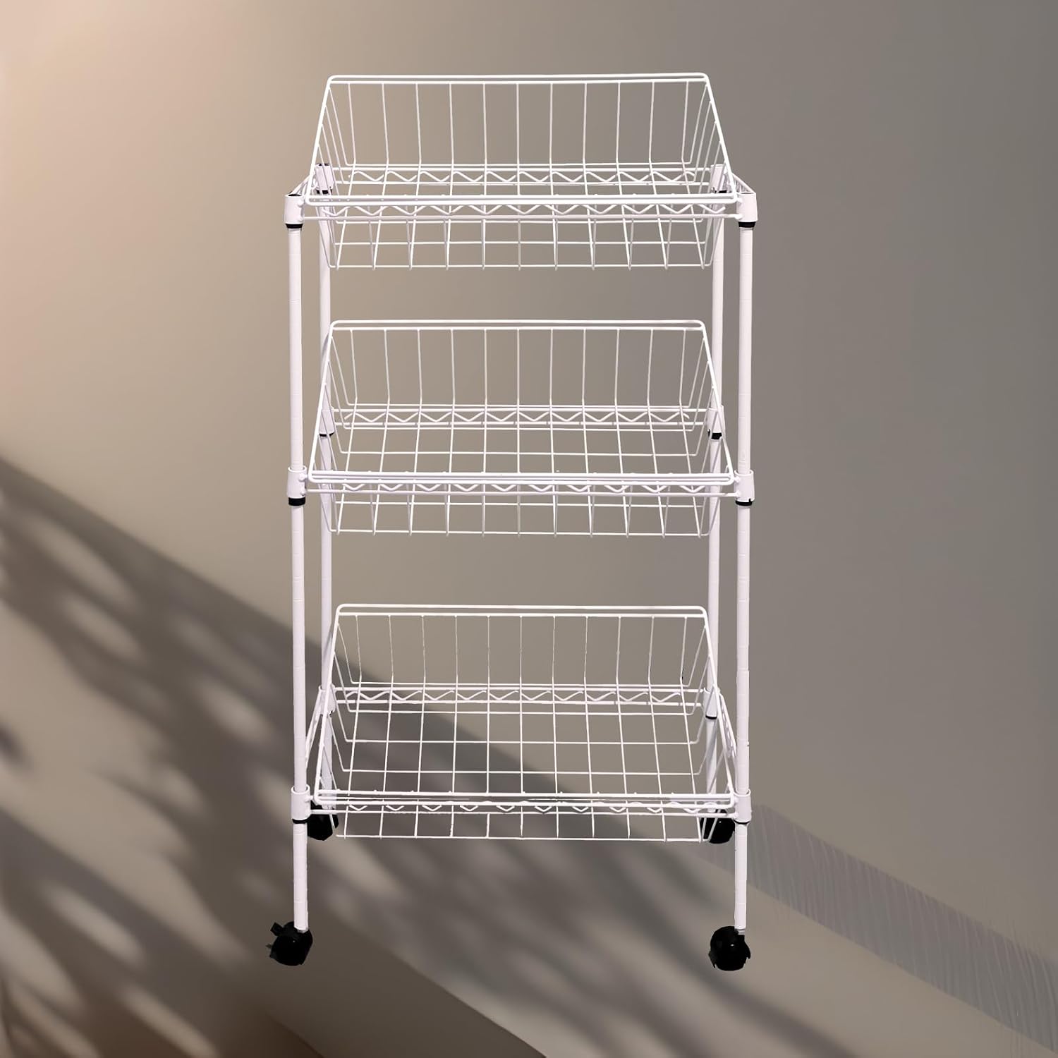 NSF white 3-layer storage rack, kitchen basket rack, vegetable tableware sorting, laundry room dirty clothes storage, detachable storage basket, multifunctional household epoxy resin image 3