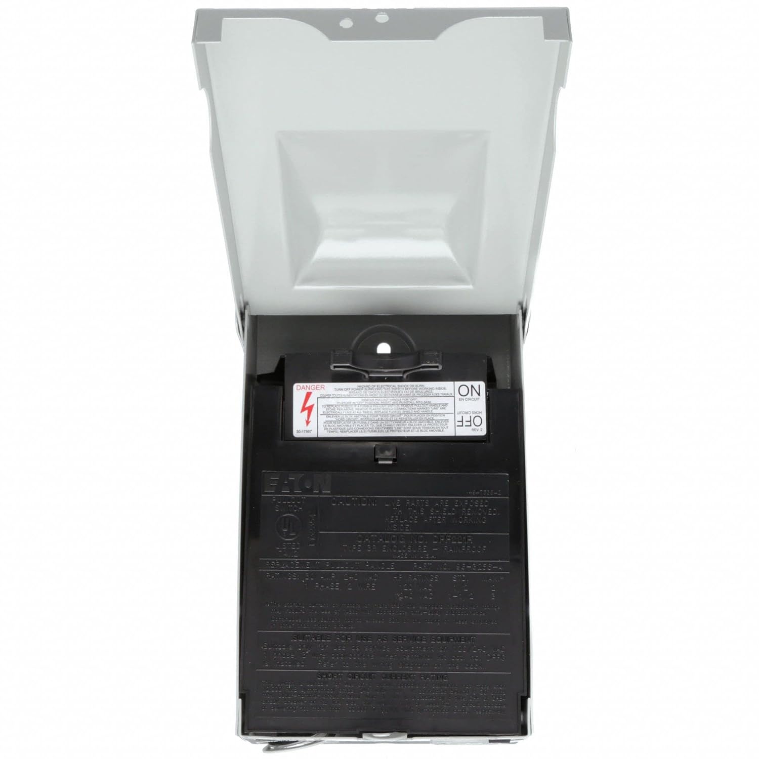 Eaton Fusible Air Conditioning Disconnect Switch, Metallic, Galvanized Steel, 30 Amps AC