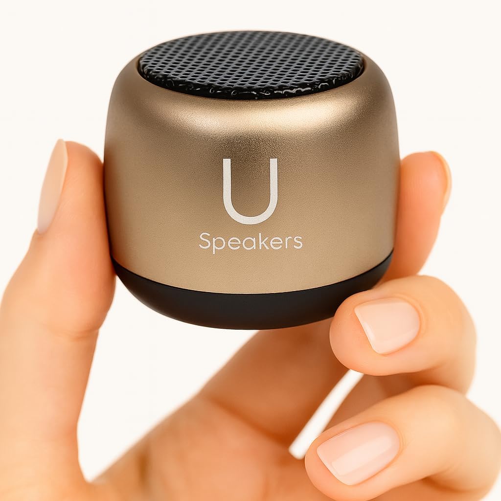 - Fashionit U Speakers Micro Mini Bluetooth Speaker with Mic | Small Bluetooth Speaker Wireless | Tiny Portable Blue Tooth for Home, Travel, Beach, Car, Outdoor | Rich Stereo Sound | Gold