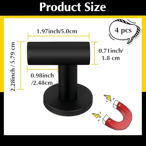 Miniatura 2 de Therwen 4 ganchos magnéticos negros resistentes, ganchos magnéticos de neodimio, ganchos magnéticos fuertes para refrigerador, puerta de metal,