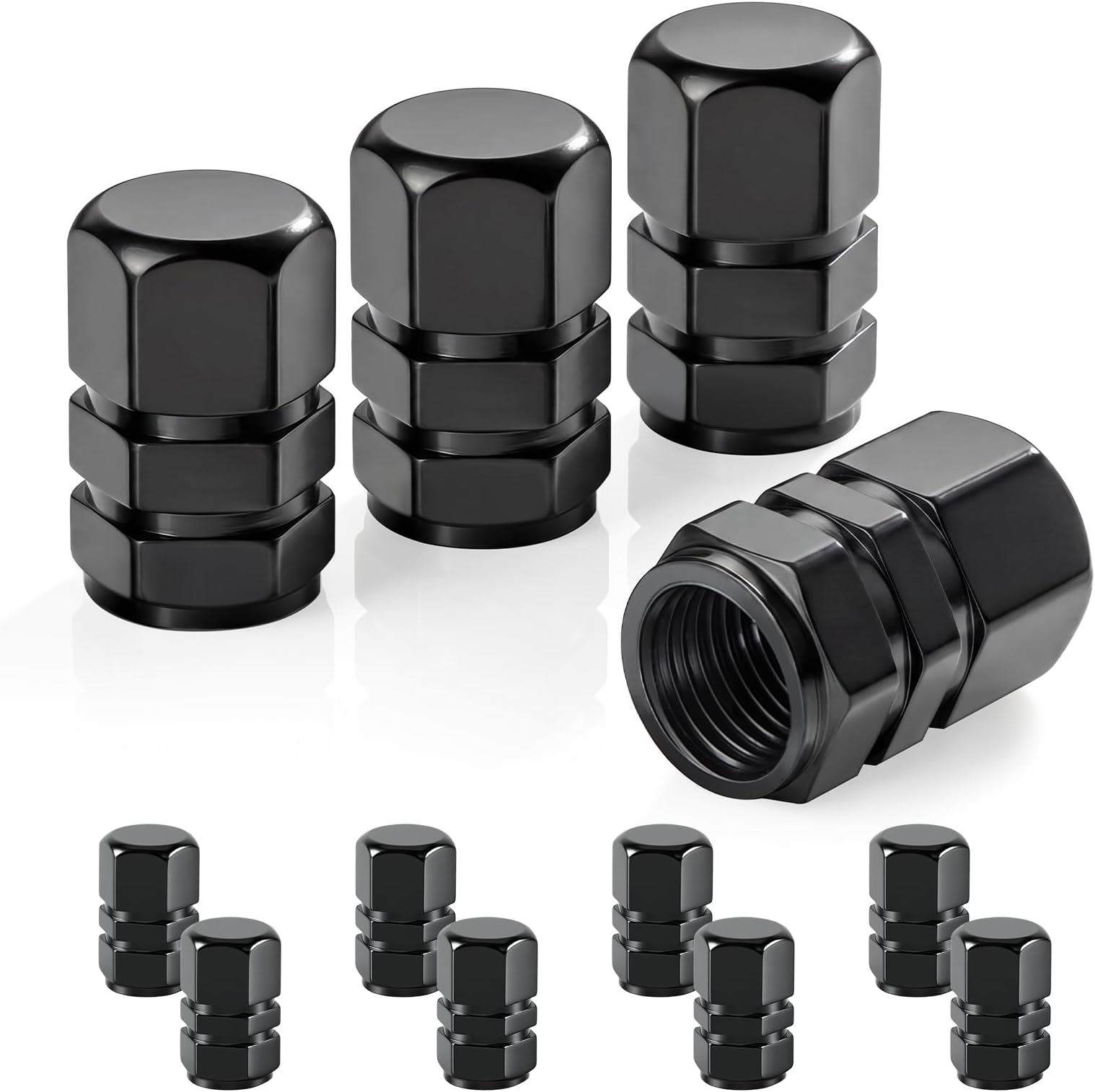JUSTTOP Car Tire Valve Stem Caps, 12pcs Air Caps Cover, Universal for Cars, SUVs, Bike, Trucks and Motorcycles-Black