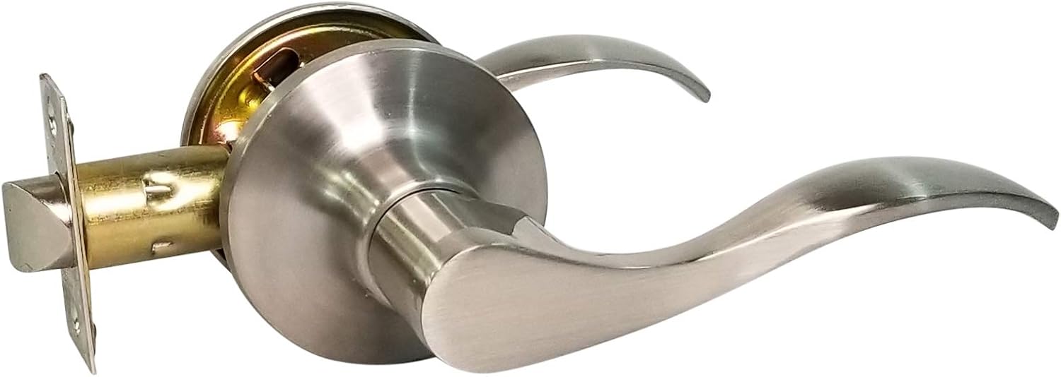 5 x Passage Bedroom Closet Door Lock Lever Handle Wave Style Satin Stainless Steel RH