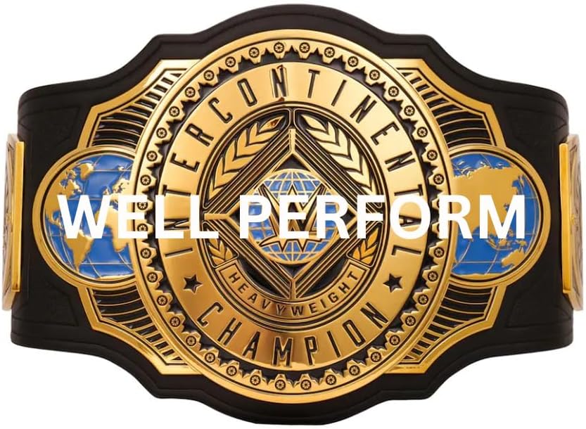 Intercontinental Championship Title Belt Replica, World Heavyweight Wrestling Belt - Adult Size