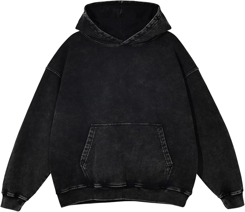 KEEPSHOWING Mens Oversized Hoodies Vintage Hoodie Couples Pullover Acid Wash Hoodies for Men Streetwear Sweatshirts