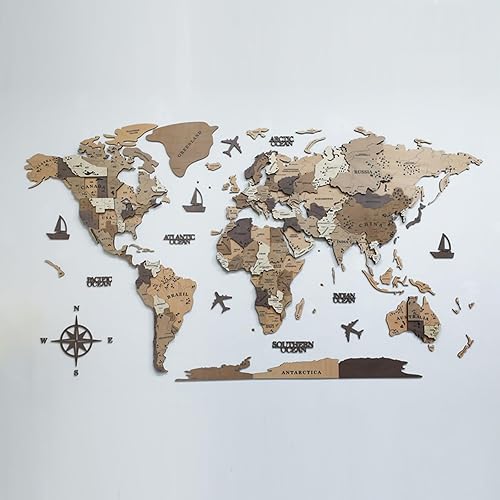 Miniatura 2 de Pared de madera LED 3D + mapa acrílico del mundo, tamaño extra grande 597998118 pulgadas, decoración de pared 3D, decoración artística moderna para
