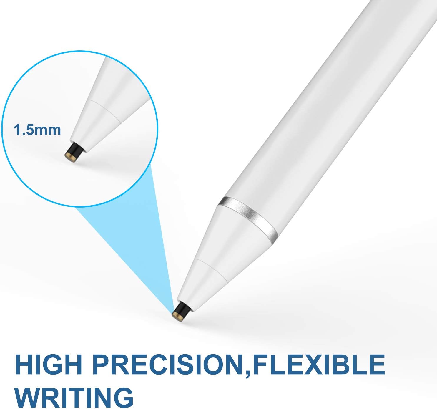 Active Stylus Pen for Touch Screens, Rechargeable Pencil Digital Stylus Pen Compatible with iPad and Most Tablet (White) : Electronics