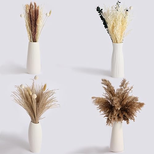 Vista 20 de Musunny Ramo de flores secas naturales, flores secas de 17 pulgadas para jarrón, arreglos florales secos para decoración del hogar bohemio de granja