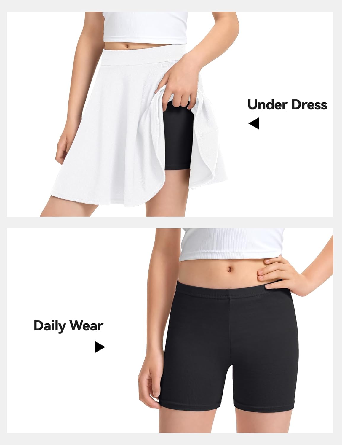 KEREDA Girls Bike Shorts Cotton Cartwheel Dance Under Dress Shorts for Kids 3 Pack - Image 6