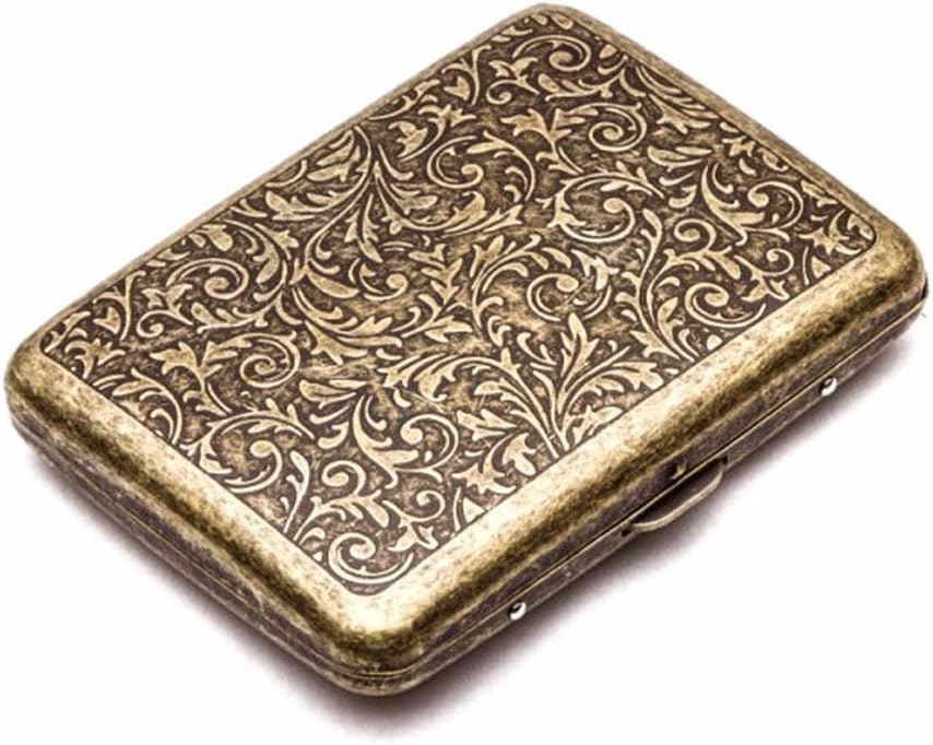 Cigarette Case - Retro Metal Cigarette Box Double Sided Spring Clip Open Pocket Holder for 20 Cigarettes (Golden)
