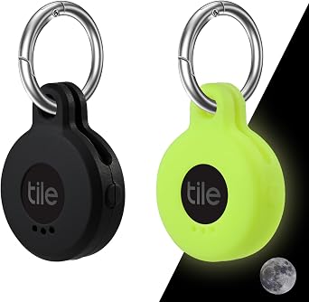 Silicone Case for Tile Sticker 2022 with Keychain, 2 Pack Anti-Scratch Protective Cover with Carabiner Black/Fluorescent Green