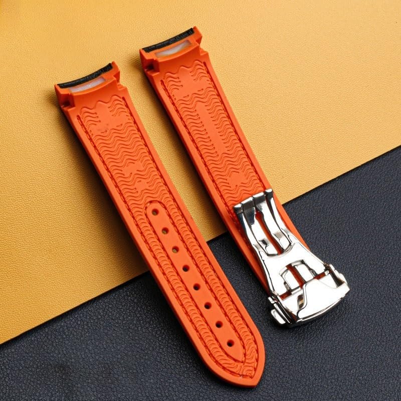 Bracelet montre en silicone caoutchouc 22mm compatible Omega Seamaster 300 noir