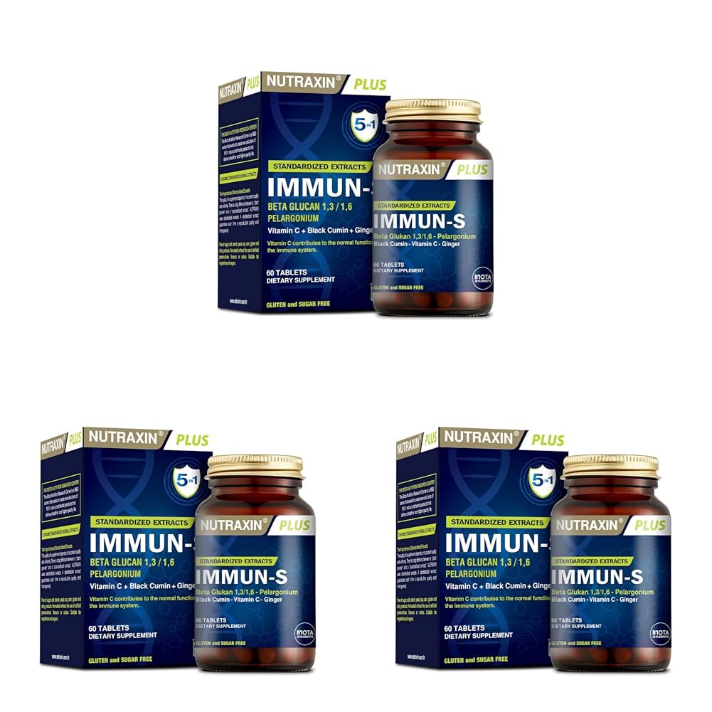 Nutraxin Plus Immun-S 1,3-1,6 Beta-Glukan 60 Tablet Takviye Edici Gıda (3 paketi)