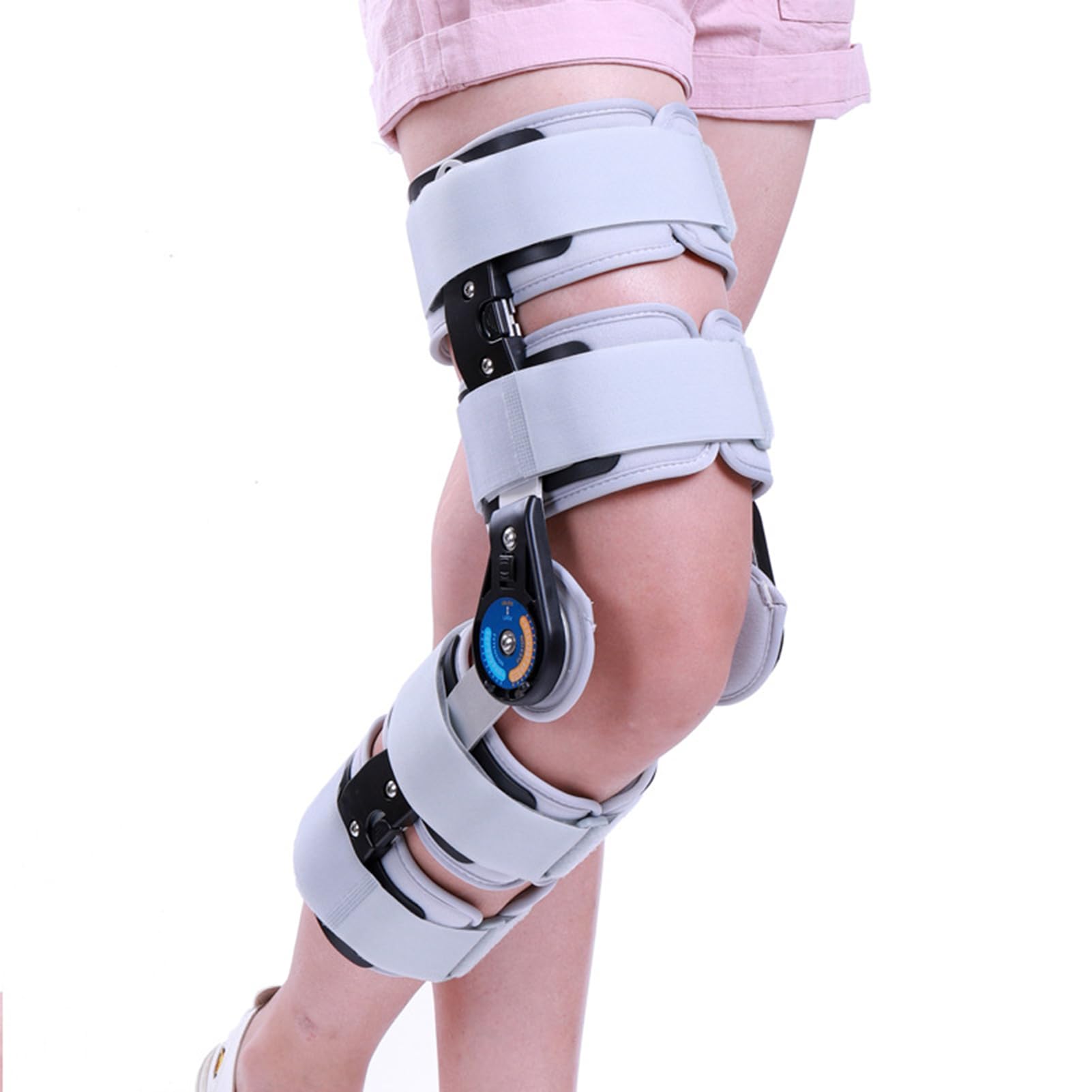 LoJax Rodillera ROM Ajustable con Bisagras con Correa, Protector Ortopédico Postoperatorio para Lesiones De Rótula, Protector Ortopédico para Pierna