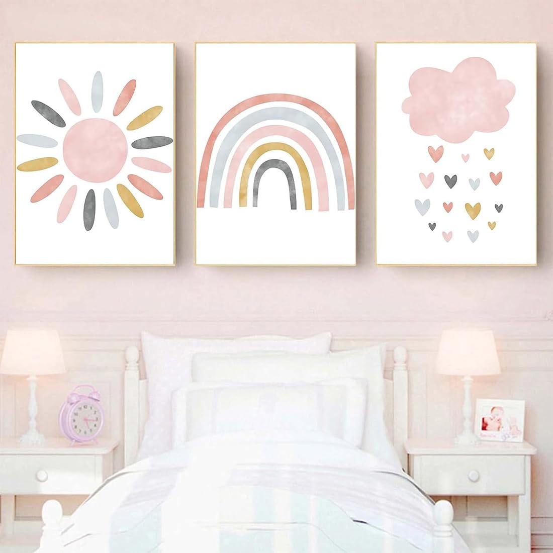 JEYORZY Set di 3 poster arcobaleno，Quadri Cameretta Bambino Poster Cameretta，decorazione per la cameretta dei bambini，formato A4