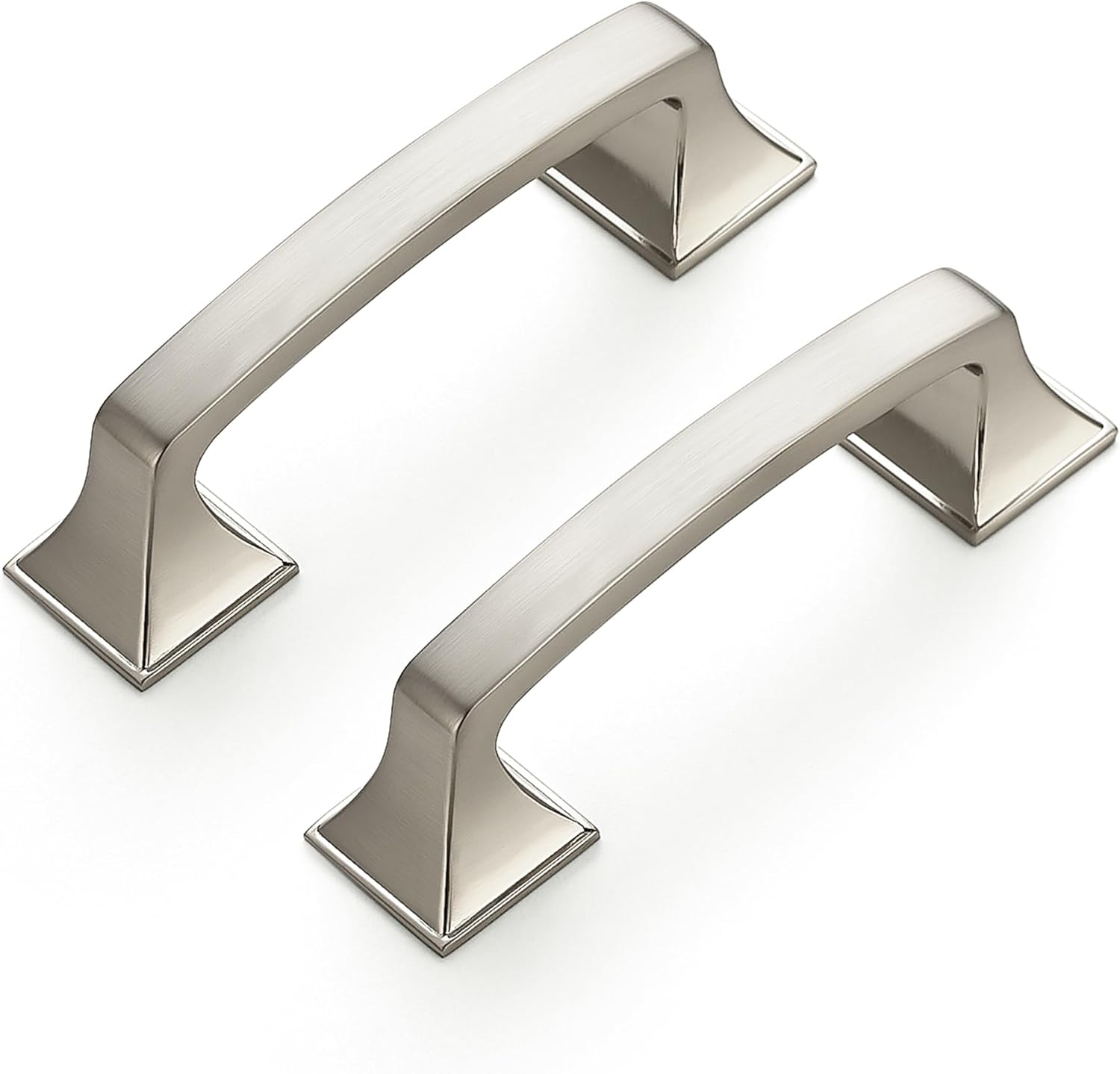 Ravinte 30 Pack Solid 3" Square Foot Cabinet Arch Pull Kitchen Cabinet Handles Brushed Nickel Cabinet Pulls Silver Drawer Pulls Kitchen Cabinet Hardware Kitchen Handles for Cabinets Cupboard Handles 30 3 Inch Hole Center