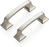 Vista 1 de Ravinte Paquete de 30 tiradores de arco sólidos de 3 pulgadas cuadrados, manijas de gabinete de cocina, tiradores de níquel cepillado plateado