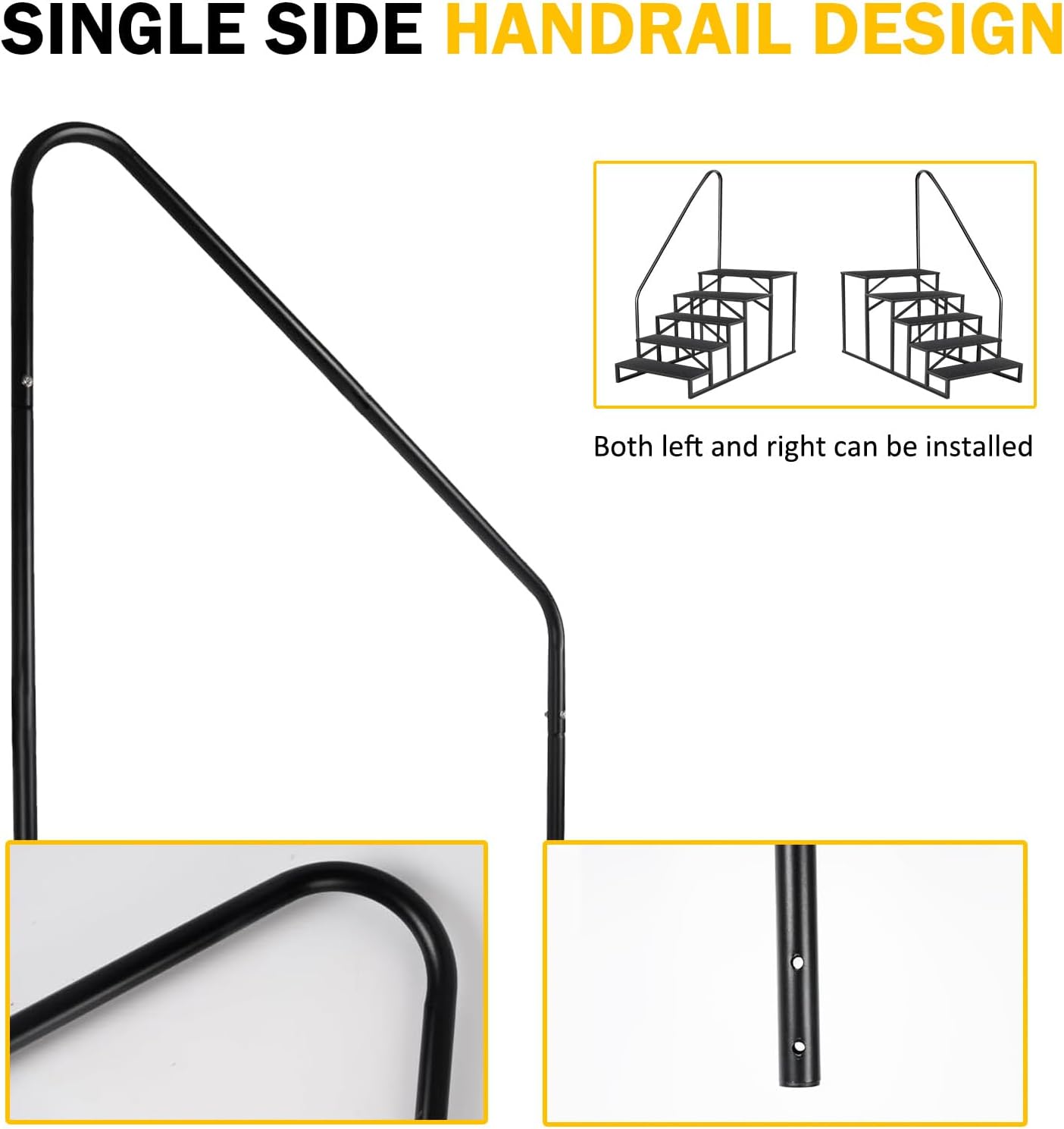 Swimming Pool Ladder Above Ground, RV Stool, Hot Tub Steps With Handrail, 660 lb Load Capacity Pool Stairs for Travel Trailers, Spa, Camper, 5th Wheels (5 Step, 1 Handle)