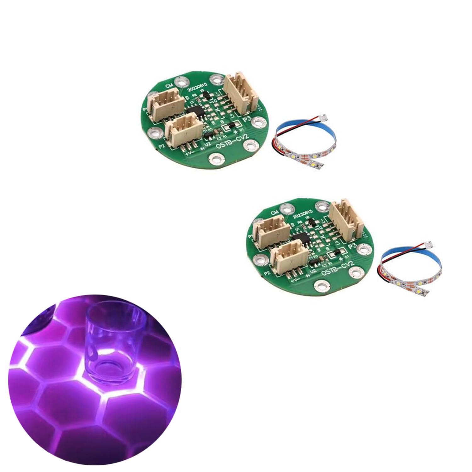 Smart Table Touch Module with LED Strip - DIY Touch-Sensitive Hexagon Coffee Table Light Up Switch 2 Pcs (RGB)