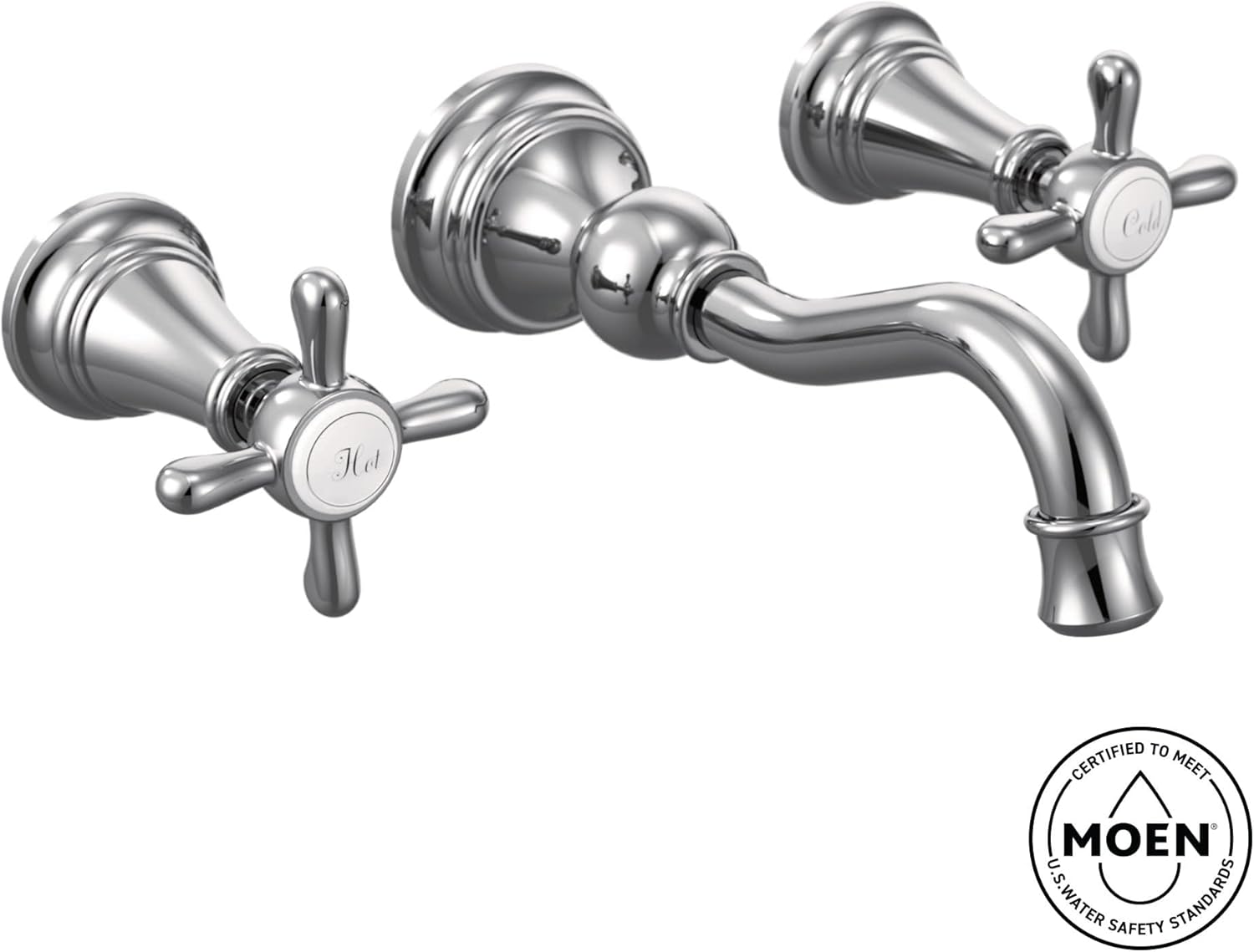 Moen Brushed Gold Weymouth 2-Handle Wall Mount High-Arc Bathroom Faucet (Valve Sold Separately), TS42112BG