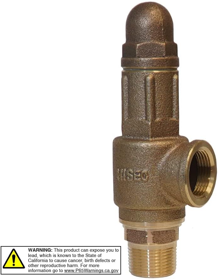 Merrill PRVHDNL100 1" No-Lead Heavy-Duty Brass Pressure Relief Valve, Contractor-Grade, Factory Set to 75 PSI for Cold Water Systems