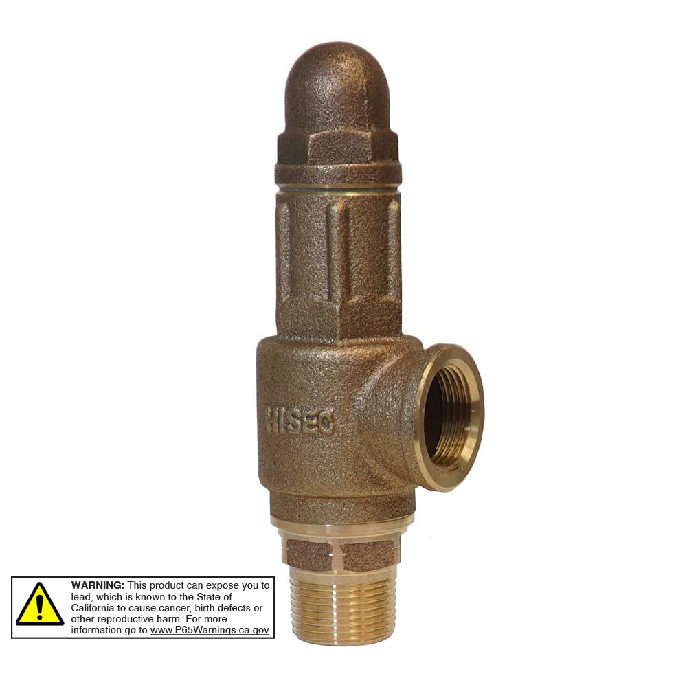 Merrill Heavy PRVHDNL100 - Válvula de alivio de presión de latón resistente sin plomo, 75 PSI, grado de contratista, 1 pulgada