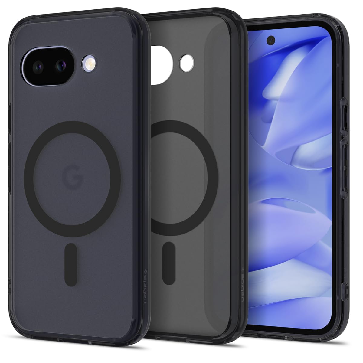 Spigen ACS09045 Pixel 9a Case, Magfit Compatible, Translucent, Anti-Yellowing Strap Hole, US Military MIL Standard, Ultra Hybrid Magfit (Frosted Black)