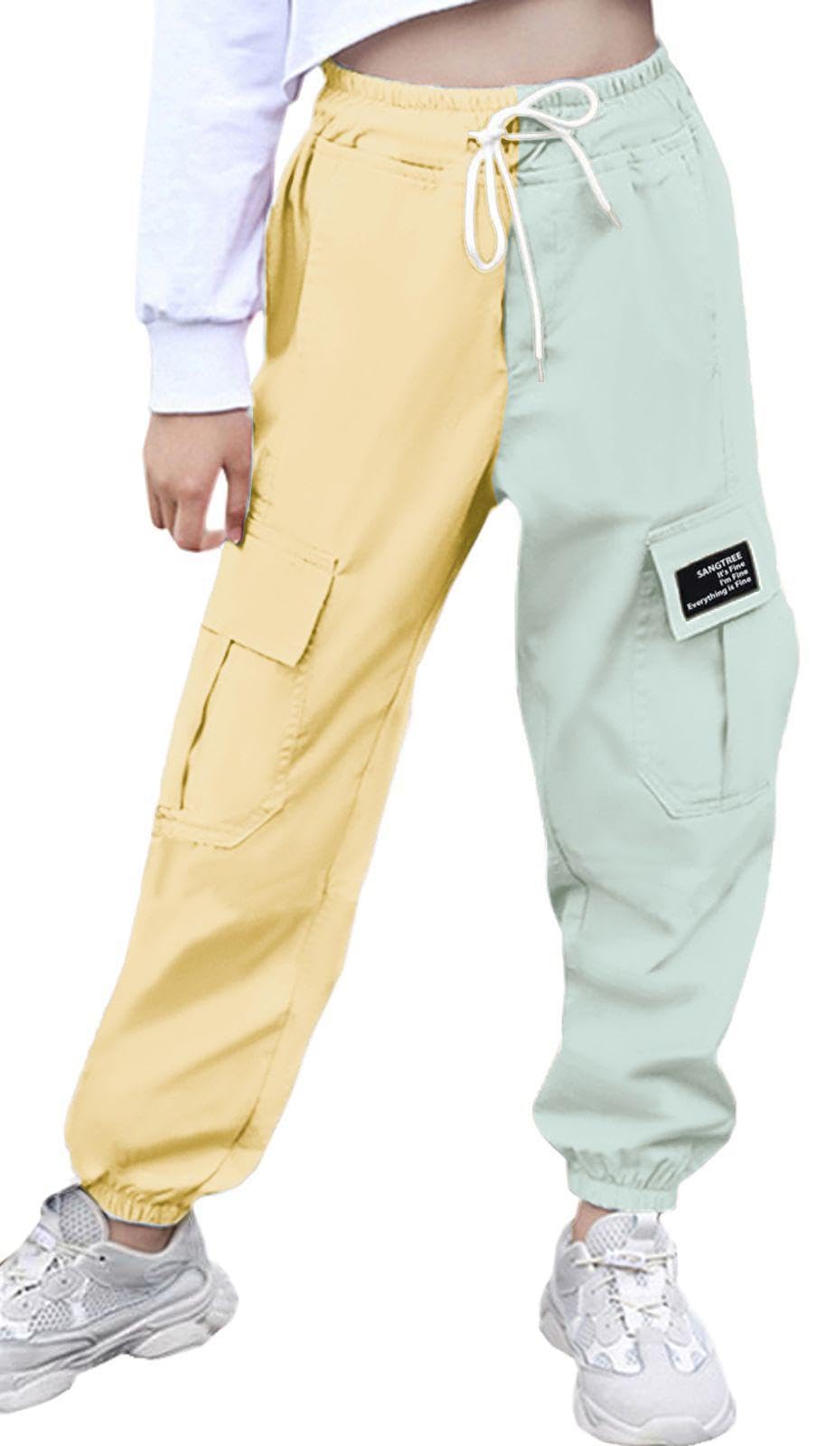 SANGTREE Girls &amp; Womens Drawstring Cargo Jogger Pants,3 Years - Women 3XL