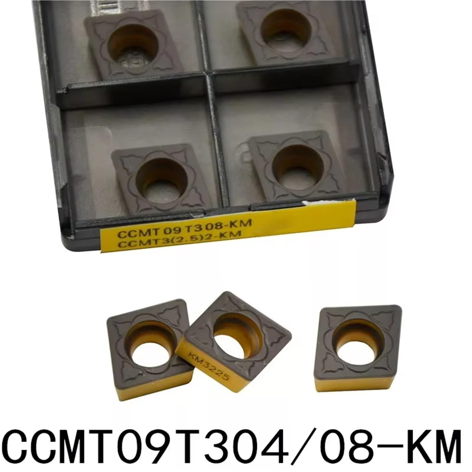 Inserto Per Tornitura In Metallo Duro Da 10 Pezzi Con Doppio Rivestimento CVD(CCMT09T304-KM 4225)