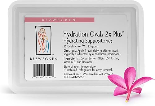 Bezwecken Óvalos de hidratación 2x más DHEA - 16 supositorios ovalados extra fuertes - Formulados profesionalmente para aliviar la sequedad vaginal