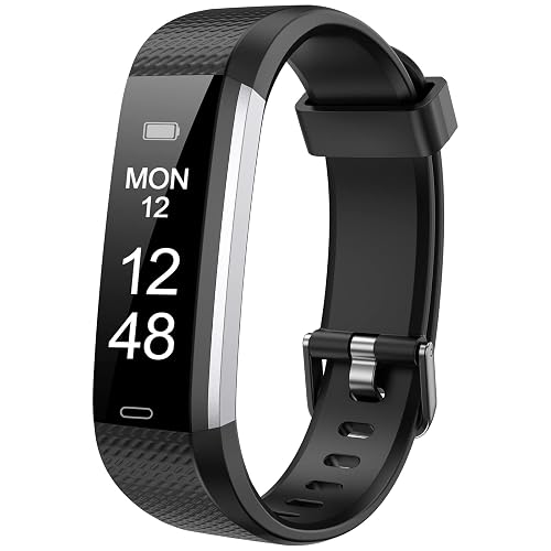 Runlio Fitness Tracker with Sleep Monitor, Activity Tracker with Step and Calories Counter, IP67 Waterproof Fitness Watch with Pedometer, Stopwatch for Women Men - Black