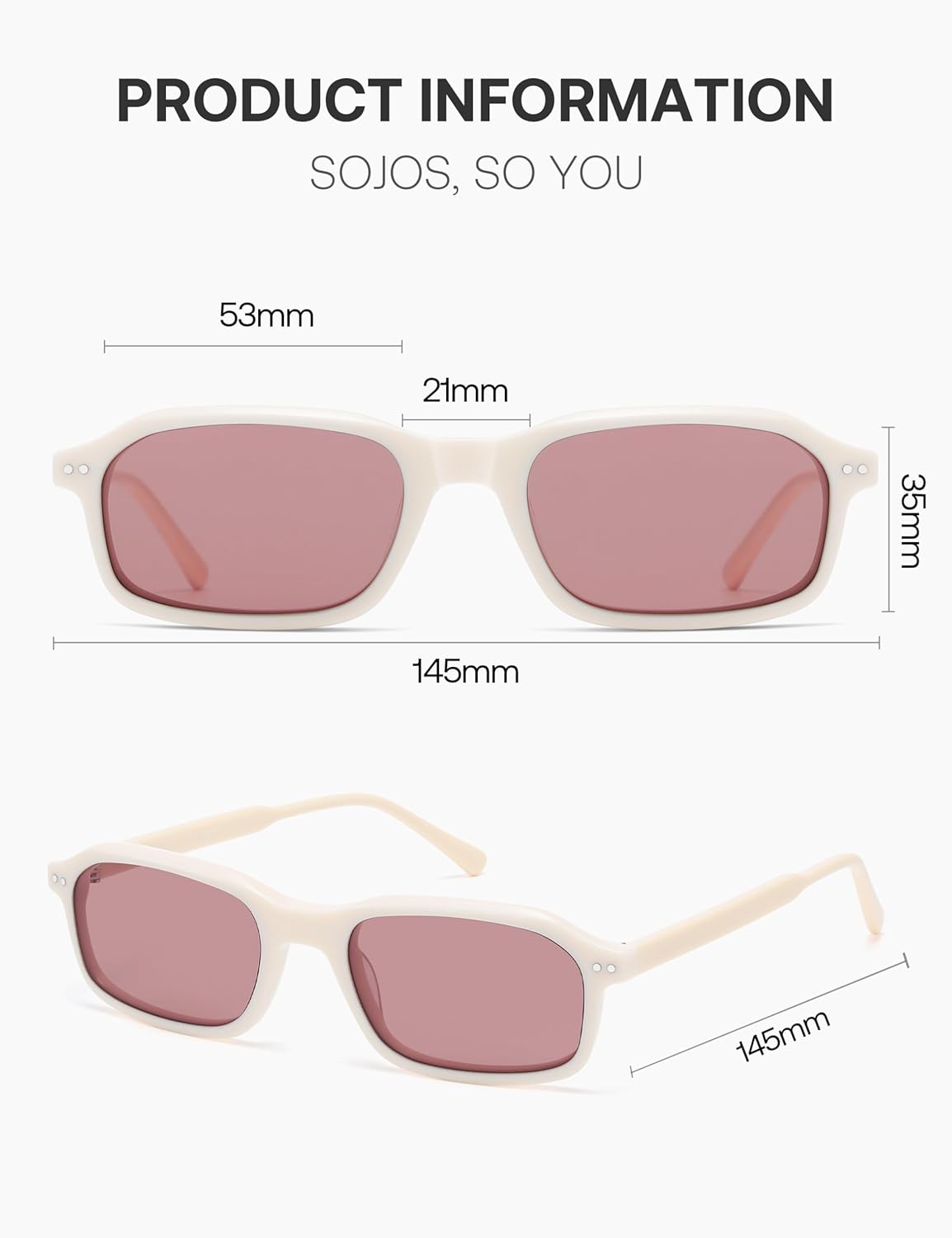 SOJOS Classic rectangle Polarized Sunglasses for Women Men, Retro Acetate Frame with Polarized Lenses UV Protection Global Recycled Standard Global Recycled Standard Global Recycled Standard - Image 6