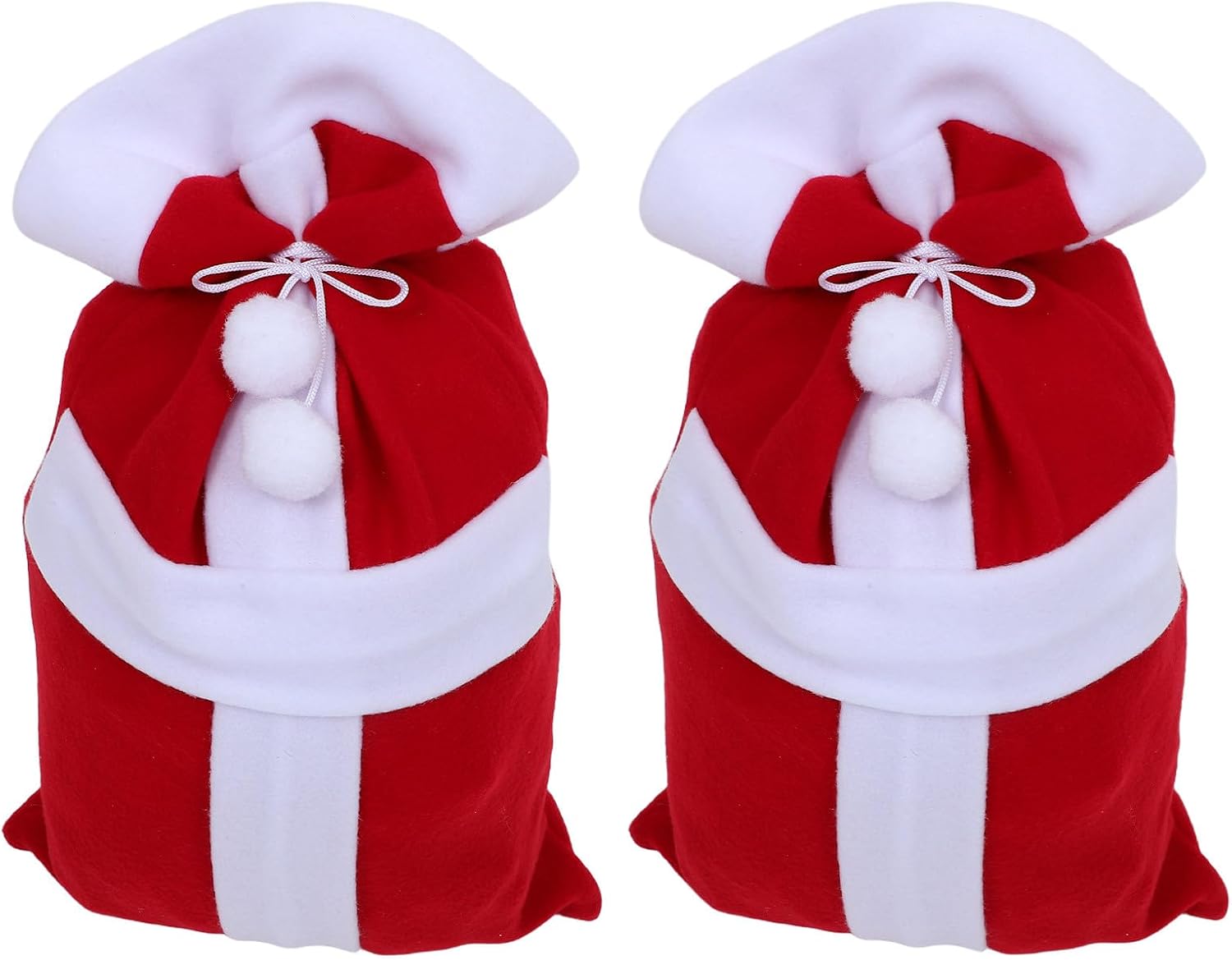NUOBESTY 2pcs Christmas Velvet Santa Bags - Red Santa Present Bags Large Goodie Sack For Xmas Present Holiday Party Supplies Wrapping 48x28cm/19x11