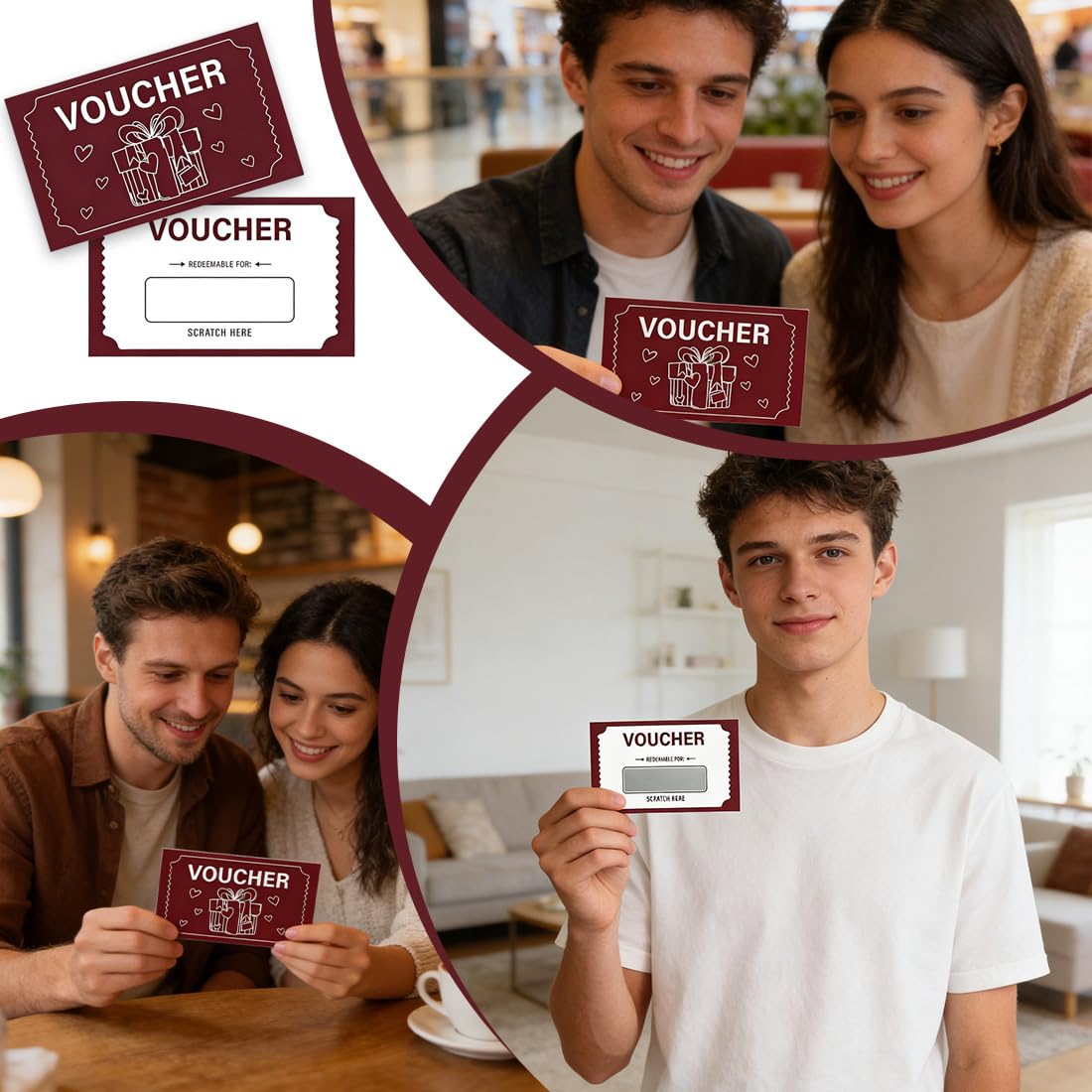 Carte Gratta e Vinci Vuote Rosso con Adesivi, Biglietti Scratch Off per Buoni Regalo DIY - Fornitura per Feste, Aziende, Compleanni e Matrimoni