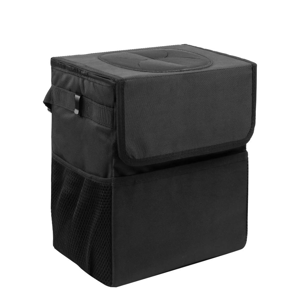 mixigoo Car Trash Garbage Can Bag - 12L Large Capacity Car Trash Can Bin with Lid and Storage Pockets Leak-Proof … (12L)