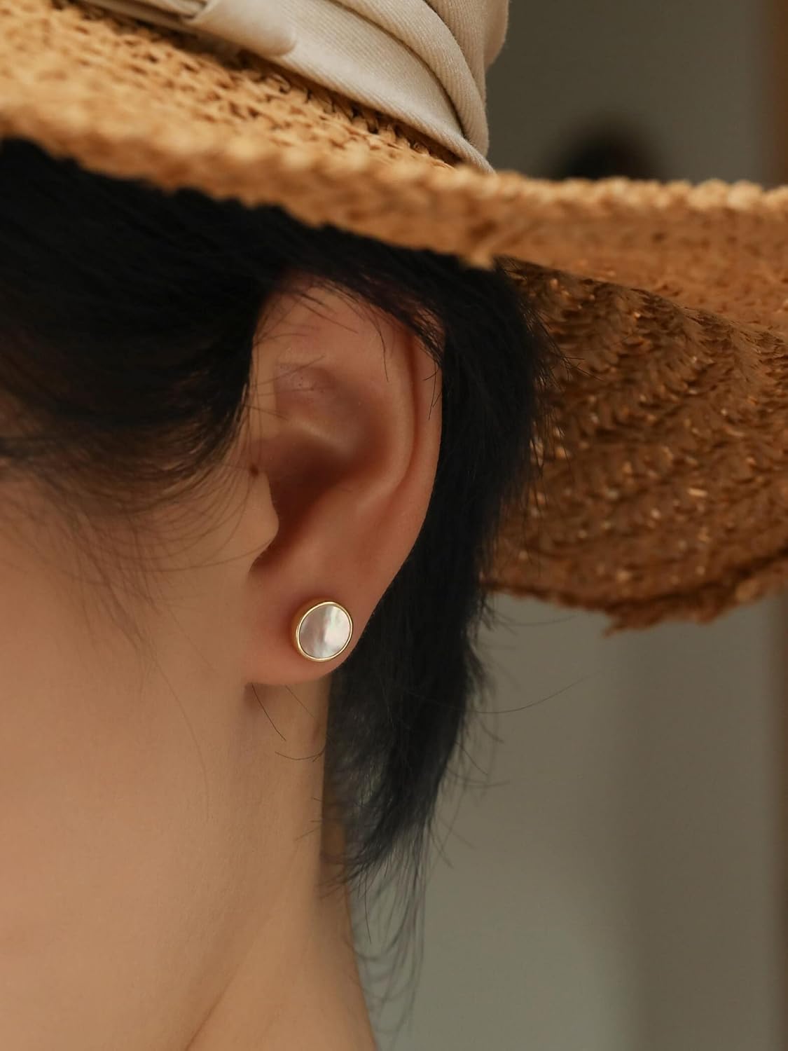 S.Leaf Gold Stud Earrings for Women Sterling Silver Gold plated Hypoallergenic Shell Mother of Pearl Post Earrings for Women Birthday Gifts - Image 6