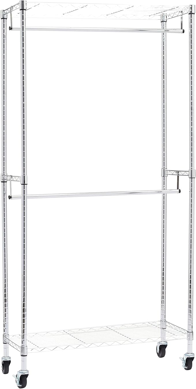 Amazon Basics Double Rod Garment Rack / Clothes Rail with Height ...
